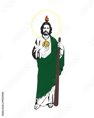 Saint Jude Thaddeus apostle of Jesus Christ Illustration Catholic religious vector