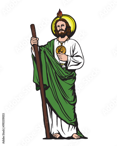 Saint Jude Thaddeus apostle of Jesus Christ Illustration Catholic religious vector
