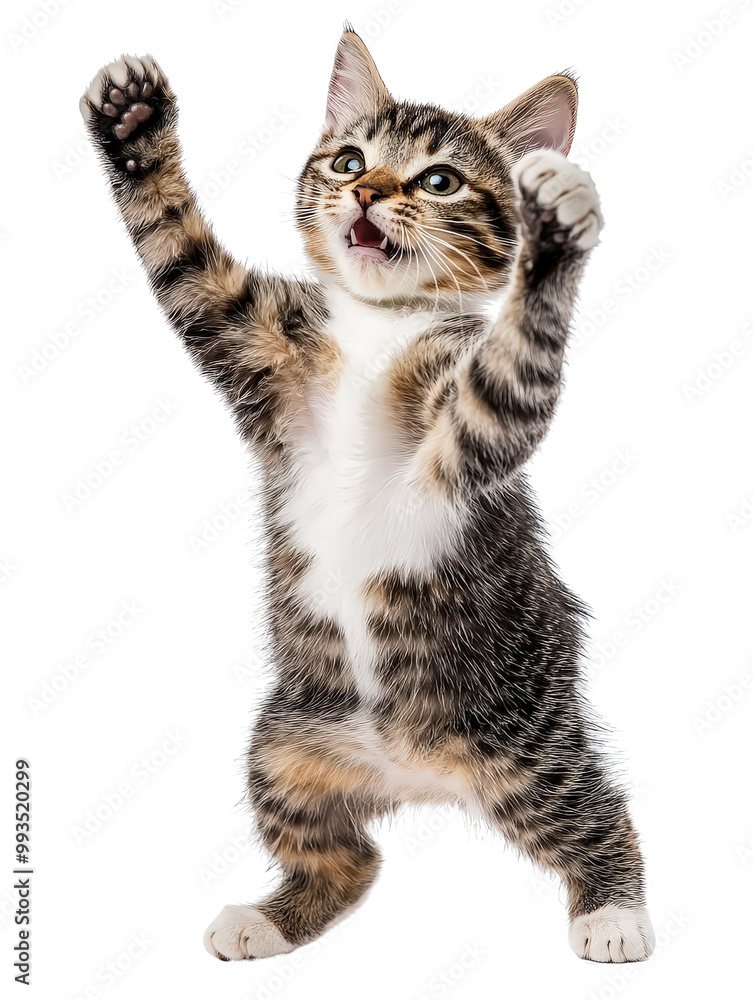 Joyful Manx Cat on Isolated White Background Joyful Manx Cat on Isolated White Background