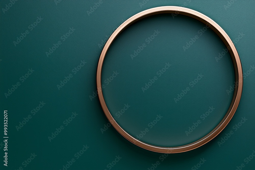 A matte emerald green wall with a copper circular frame, the empty middle offering a bold yet elegant contrast. A matte emerald green wall with a copper circular frame, the empty middle offering a bold yet elegant contrast.