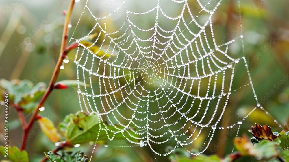 A spider web with water droplets, Halloween elements, Happy Halloween A spider web with water droplets, Halloween elements, Happy Halloween