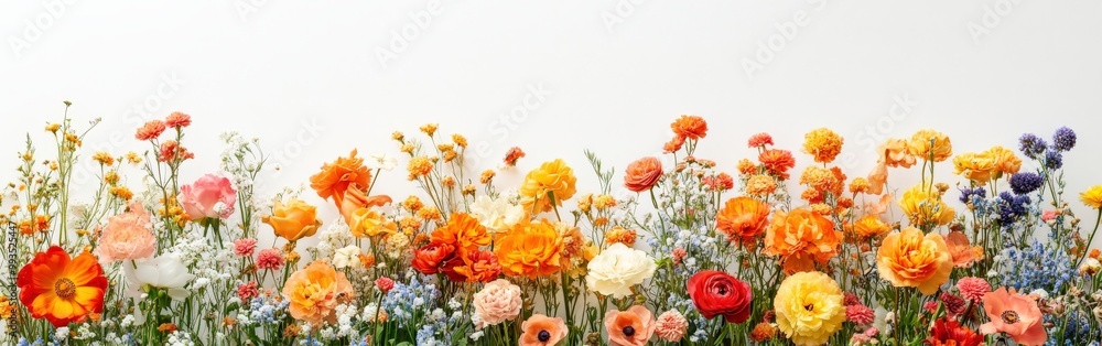 Bright flowy dahlia flowers in fire colors with plenty of negative space Bright flowy dahlia flowers in fire colors with plenty of negative space