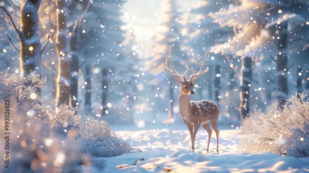 deer in the winter forest. deer in the winter forest.