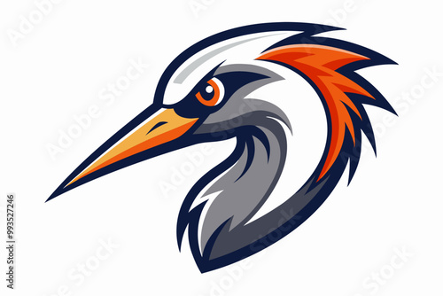 Crane head mascot logo design vector