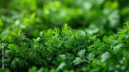 Background of dill and parsley greens. Fresh dill and parsley at the farmer's market