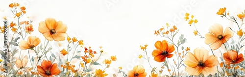 Wallpaper Mural Bright flowy dahlia flowers in fire colors with plenty of negative space Torontodigital.ca