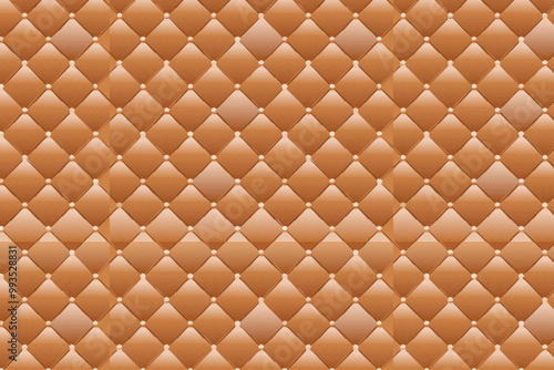 Brown upholstery leather texture withe beads background. Vector illustration.