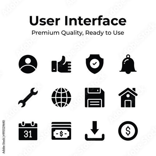 A set of user interface icons in trendy style