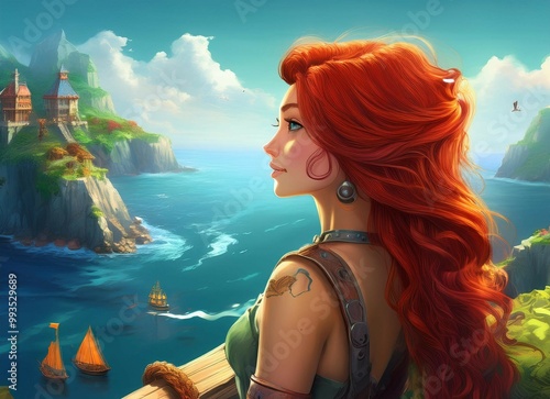 Red hair girl with the view