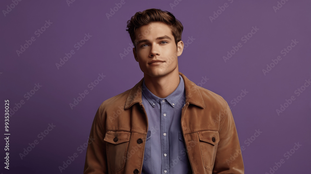 Obraz premium a portrait of a man on a purple background