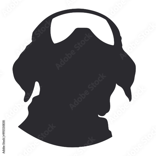 Dog in Classic Motorcycle Helmet Silhouette Vector Illustration Transparent Background