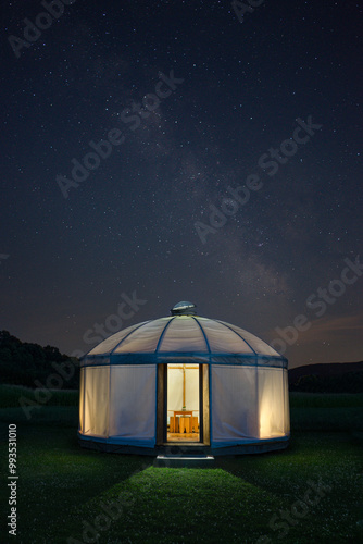 yurt in the night