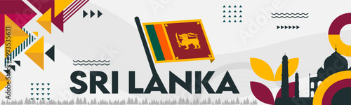 Sri lanka national day banner for independence day of srilanka. Abstract geometric banner for the national day of sri lanka.