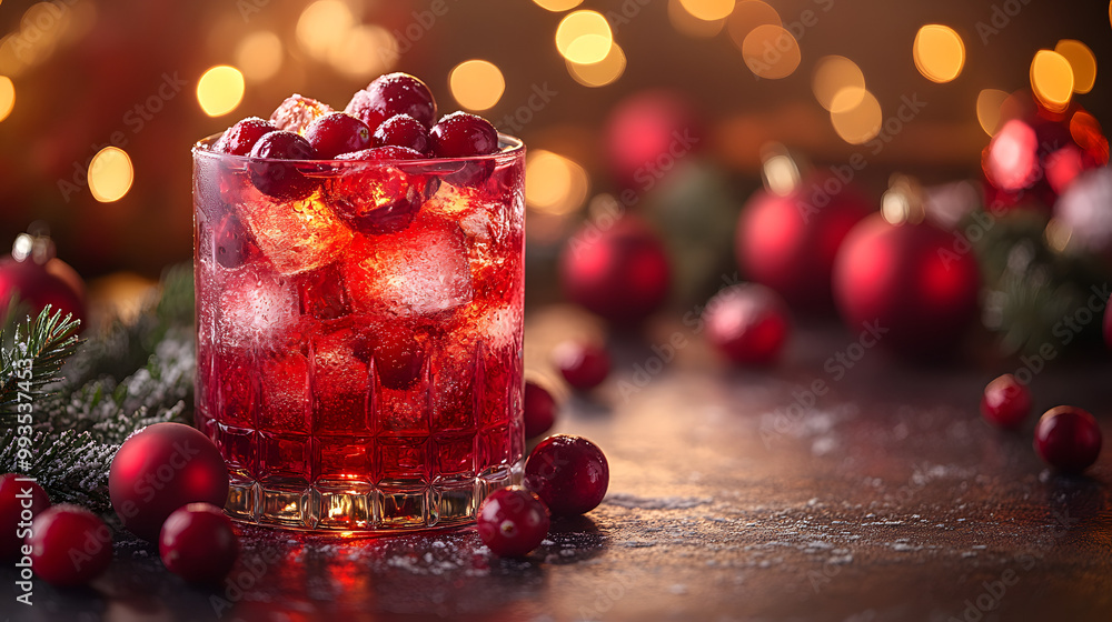A Glass of Christmas Holiday Cheer with Ice Cubes
A Glass of Christmas Holiday Cheer with Ice Cubes