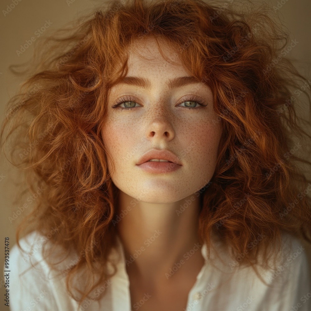 Woman with Curly Auburn Hair in Motion Wearing Casual White Shirt
Woman with Curly Auburn Hair in Motion Wearing Casual White Shirt