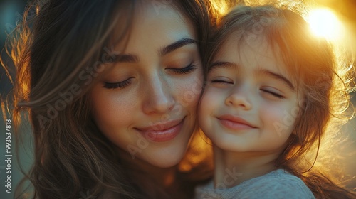 the Mother and teenage daughter hugging, displaying a fashionable and affectionate bond.