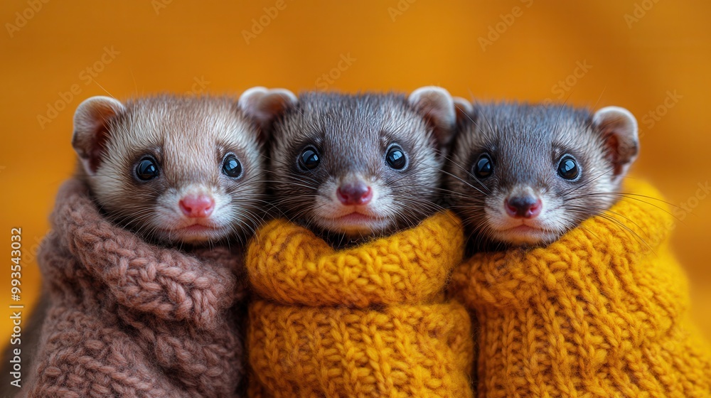 Adorable Ferrets Wrapped in Cozy Knit Sweaters Adorable Ferrets Wrapped in Cozy Knit Sweaters