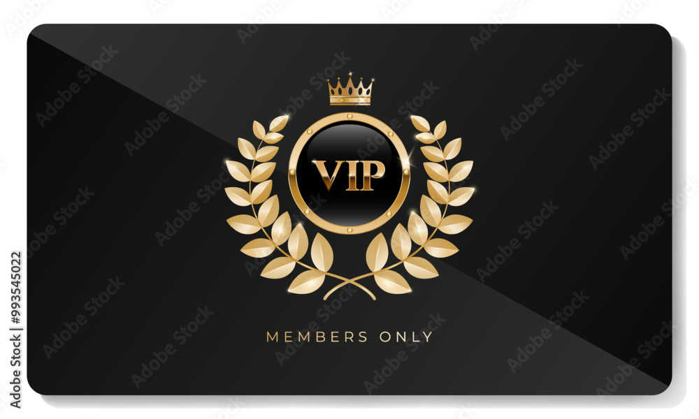 Naklejka premium Premium VIP card in black color with golden elements. Vector illustration