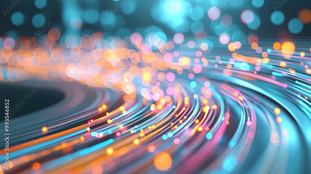 Abstract digital light beams speeding through a vibrant network, symbolizing data transfer and futuristic technology Abstract digital light beams speeding through a vibrant network, symbolizing data transfer and futuristic technology