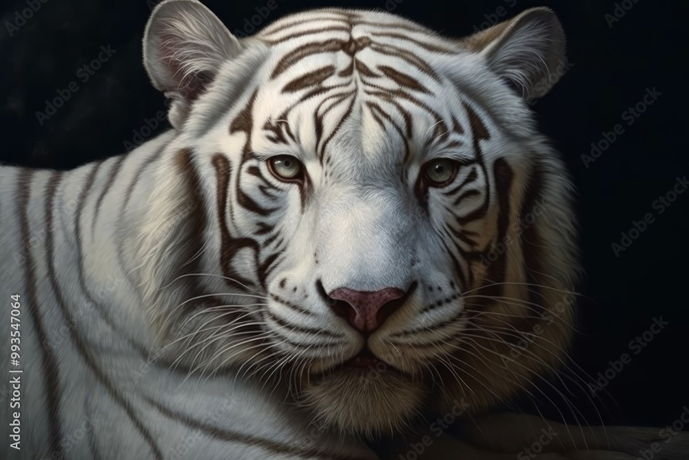 Fototapeta premium A close-up of a majestic white tiger with striking features.