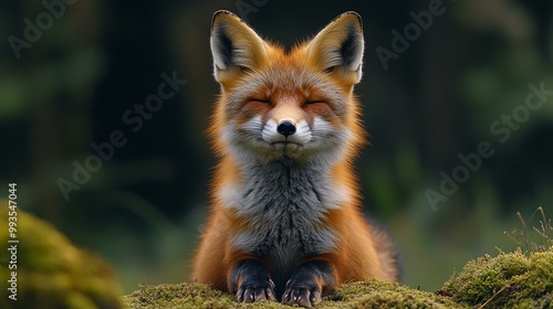 an Red fox in a British wildlife setting, capturing the beauty and charm of this native animal. photo