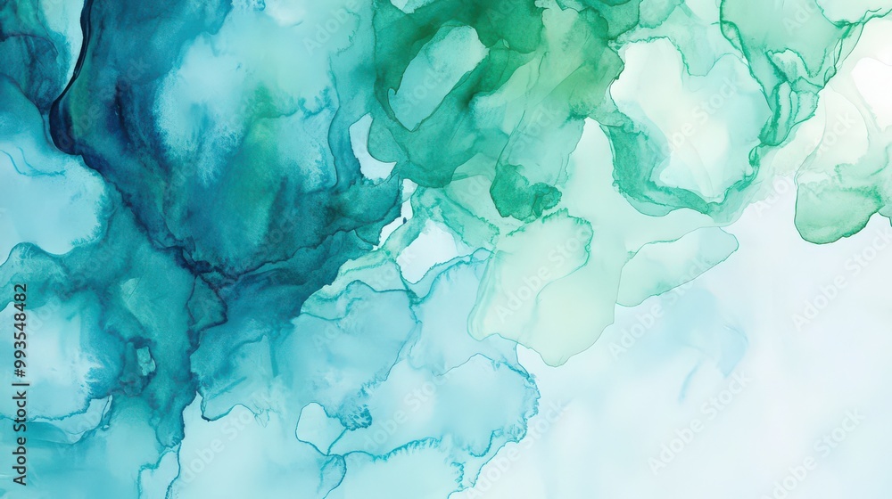 Tranquil Teal and Green Watercolor Abstract Background Tranquil Teal and Green Watercolor Abstract Background