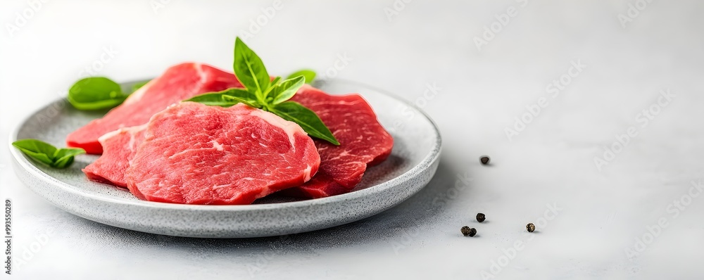 Lab-Grown Meat Slices on Modern Plate - Close-Up of High-Protein Sustainable for the Future of Alternative Proteins Lab-Grown Meat Slices on Modern Plate - Close-Up of High-Protein Sustainable for the Future of Alternative Proteins