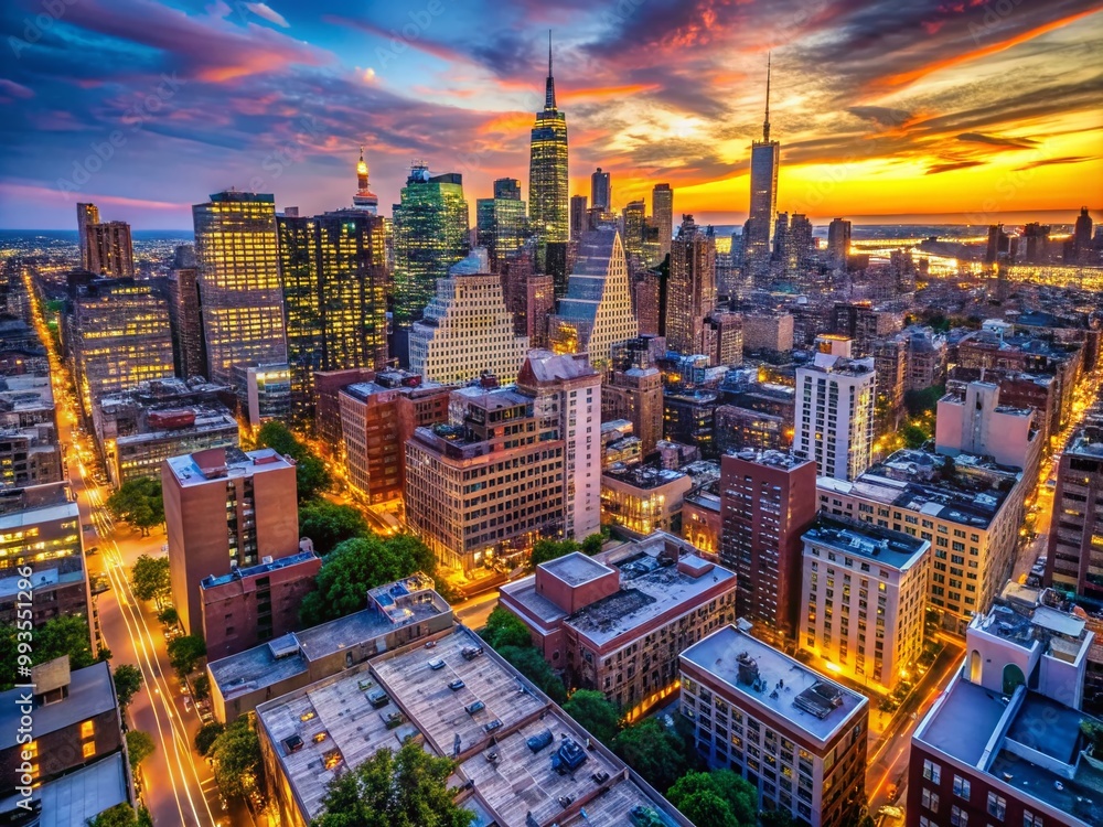 Obraz premium Stunning Chelsea Skyline in New York City Capturing Modern Architecture and Urban Vibes at Dusk