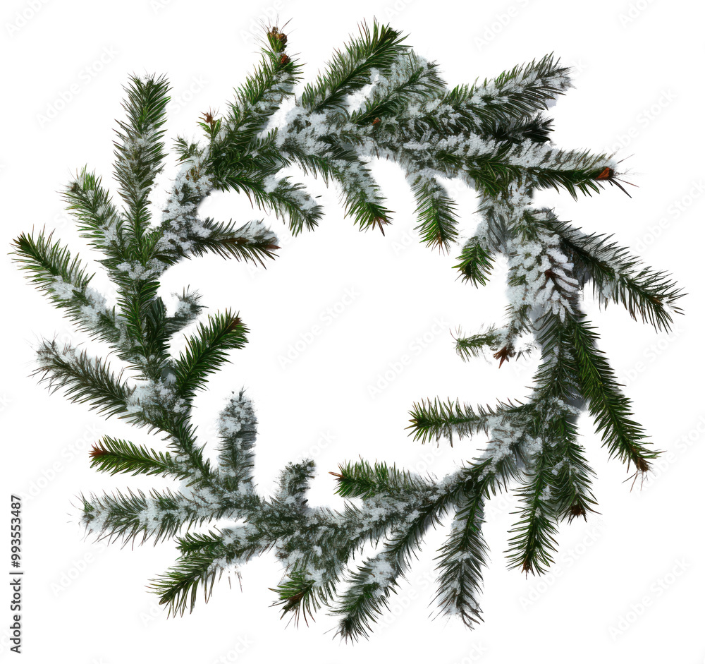 PNG Snow-covered evergreen holiday wreath PNG Snow-covered evergreen holiday wreath