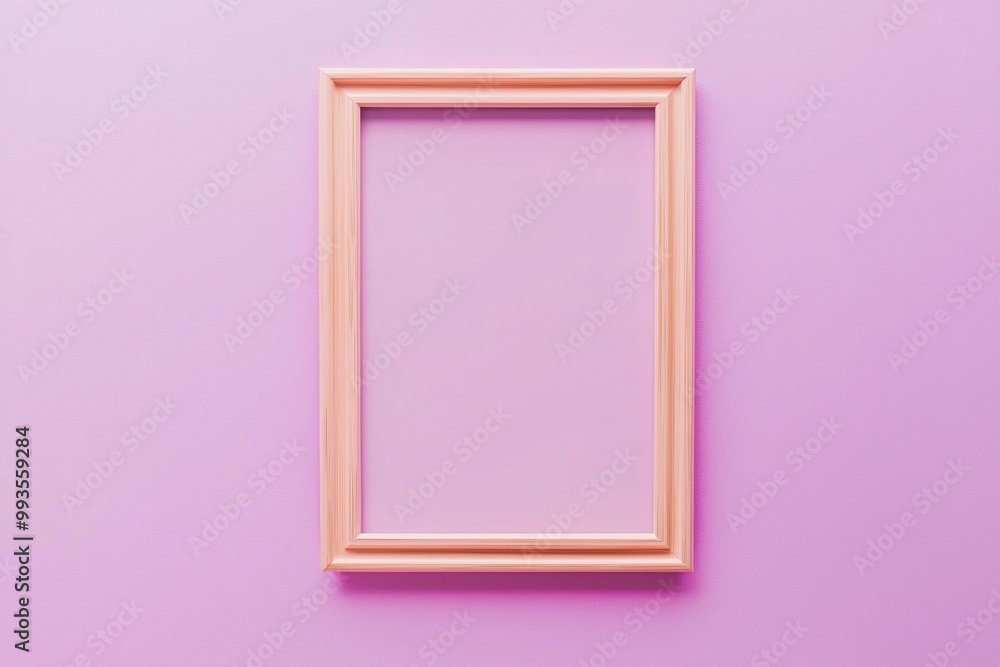 A pastel purple background with a simple wooden frame in the center, its blankness contrasting the softness of the color. A pastel purple background with a simple wooden frame in the center, its blankness contrasting the softness of the color.