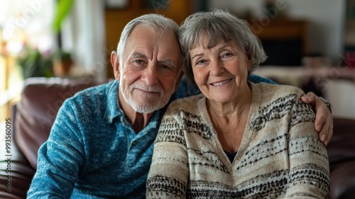 Elderly couple sharing a warm moment at home in cozy afternoon light