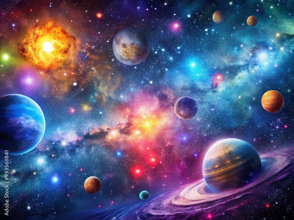 Naklejka premium Stunning High Resolution Galaxy Wallpaper with Vibrant Colors and Cosmic Elements for Backgrounds