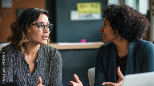 Two Women Discussing a Project
