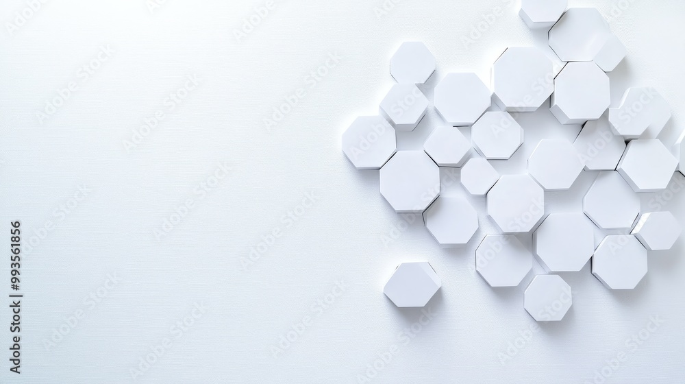 White background with white hexagons, minimalistic. White background with white hexagons, minimalistic.