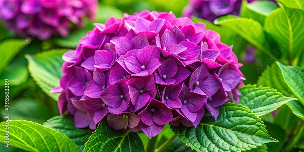 Stunning Hydrangea Plant with Unique Purple Leaves Against a Soft Green Background in Nature Stunning Hydrangea Plant with Unique Purple Leaves Against a Soft Green Background in Nature
