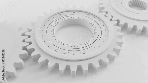 abstrat 3 Cog wheel white gears Circle HUD UI Gears white background