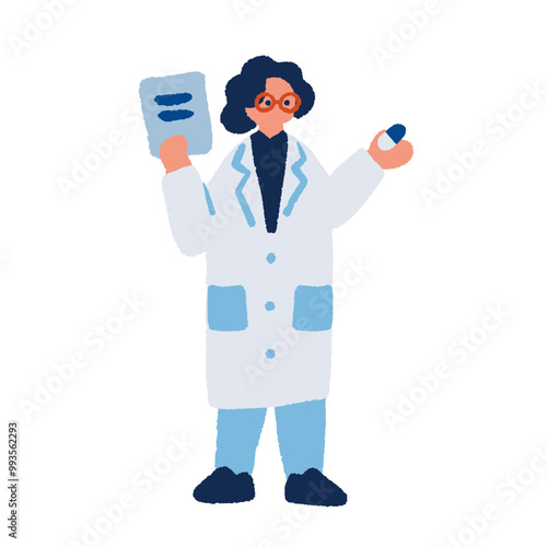 薬剤師のシンプルでフラットなイラスト
