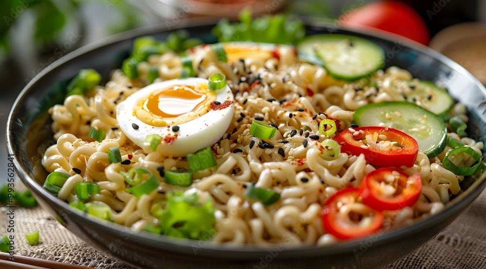 Culinary Delight: A Photo of Vegetarian Noodle Dish with Capsicum and Pepper Culinary Delight: A Photo of Vegetarian Noodle Dish with Capsicum and Pepper