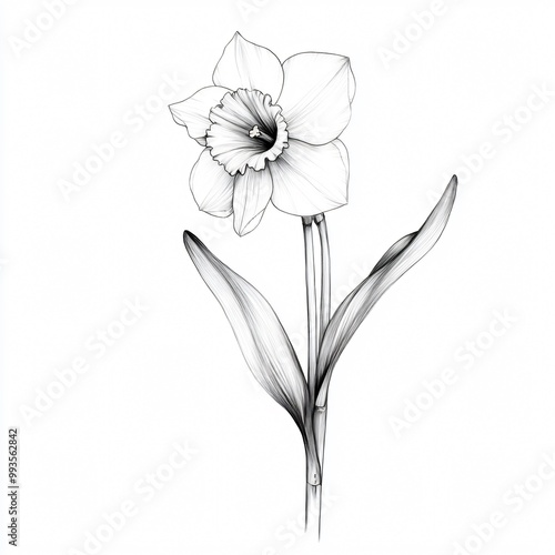 Stylized drawing of a daffodil.