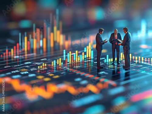 Wallpaper Mural Business leaders, analyzing growth charts, 3D illustration Torontodigital.ca