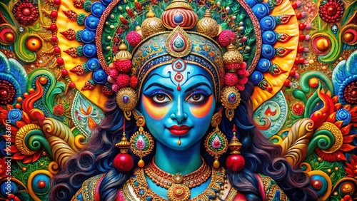 Stunning Kali Mata Wallpaper with Colorful Artistic Design for Spiritual and Cultural Inspiration