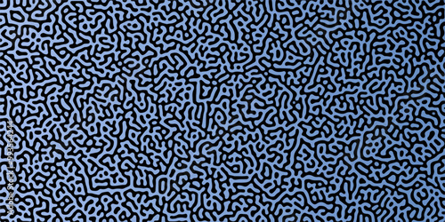 Turing reaction diffusion monochrome seamless pattern with chaotic motion. Abstract Turing organic wallpaper with background. Abstract diffusion pattern with chaotic shapes. Vector illustration	
