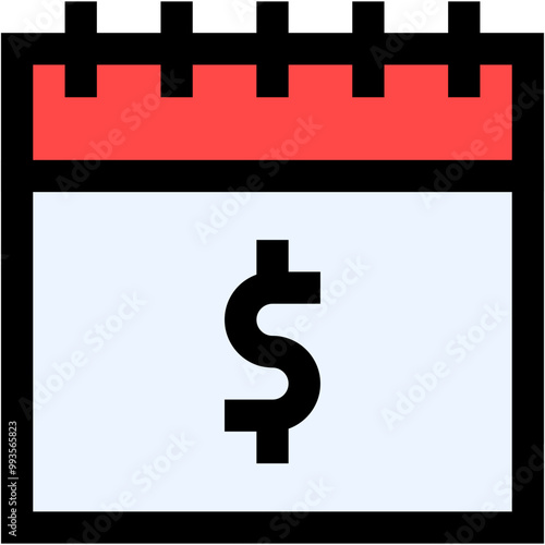 Vector Icon Calendar, schedule, time and date, dollar, currency