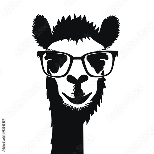 Quirky Camel in Glasses Silhouette Vector Illustration Transparent Background