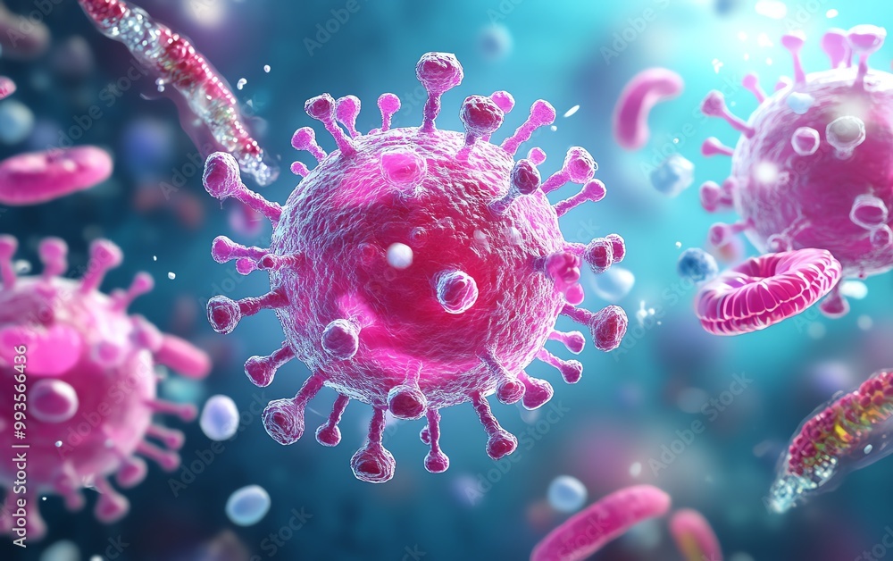 Vibrant virus model on abstract background Vibrant virus model on abstract background