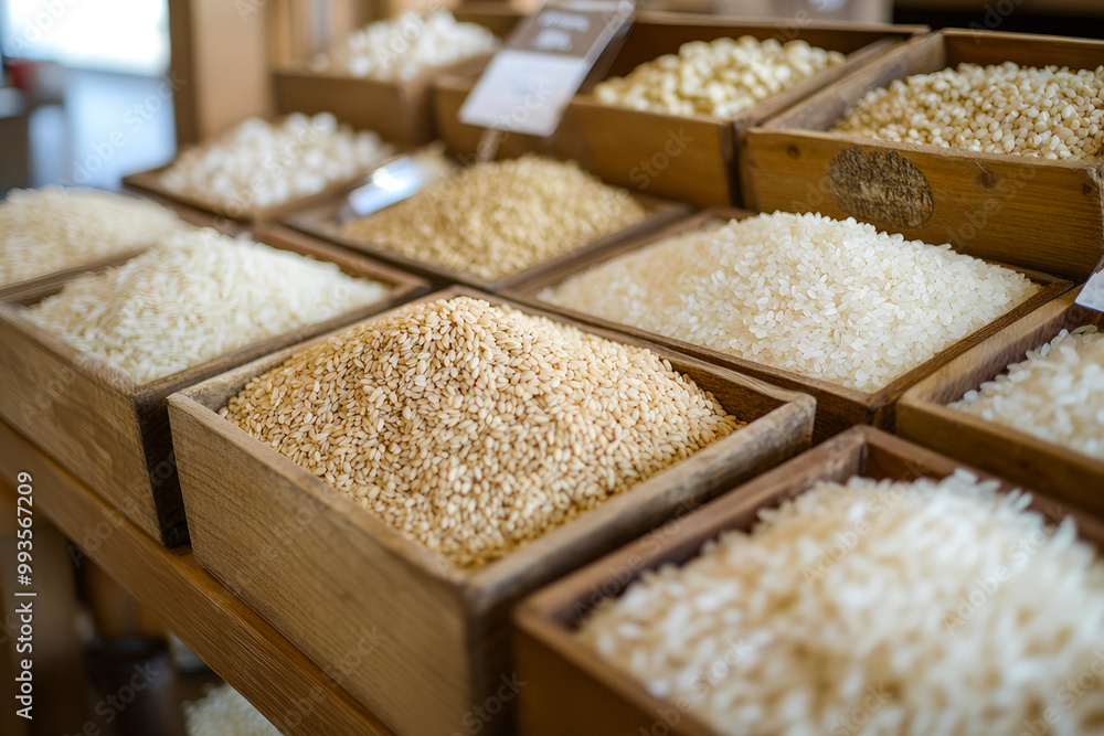 Rice varieties on display at the studio Rice varieties on display at the studio