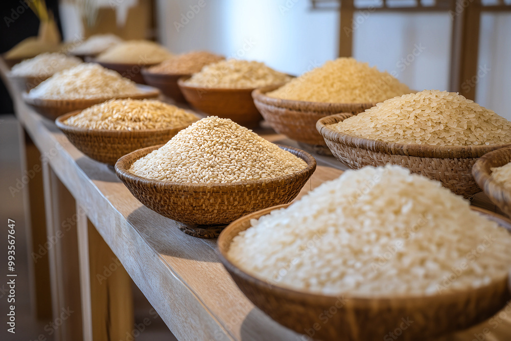 Rice varieties on display at the studio Rice varieties on display at the studio