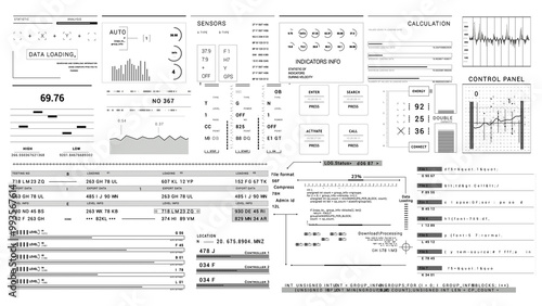 infographic elements HUD technological . white background Texture.HUD 2GFX Technology Sci Fi 2D texture.