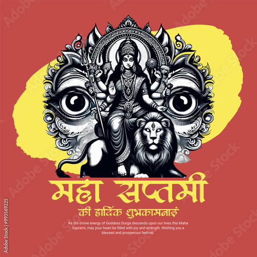 Durga Ashtami with Maa Durga Maha Saptami Festival Celebration Social media Post banner template photo