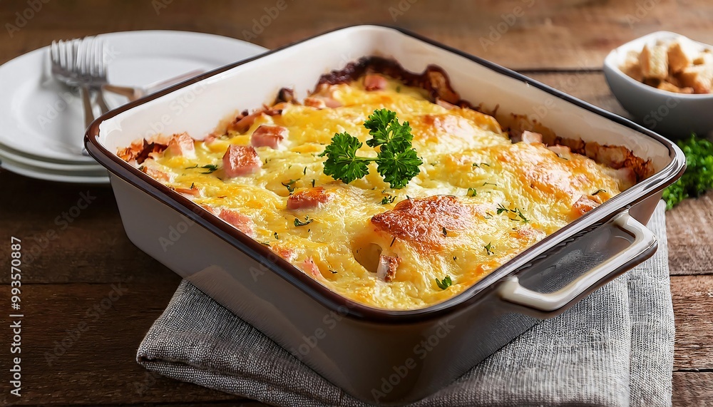 Homemade Casserole with Baked Cheese, Ham, and Macaroni Homemade Casserole with Baked Cheese, Ham, and Macaroni
